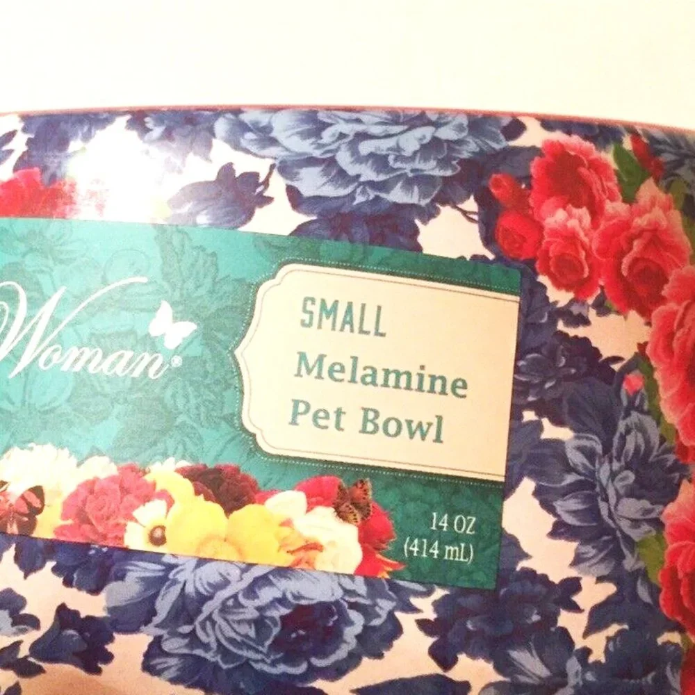 Pioneer Woman Pet Bowl Heritage Floral Blue Melamine Small 14oz Dog Cat Dish New